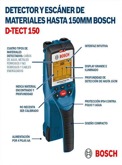 Bosch D-TECT 150 Professional - BMP Renta Detector de Metales